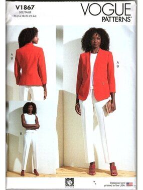 Vogue V1867 Misses 16 to 24 Anne Klein Jacket and Pants Uncut Sewing Pattern